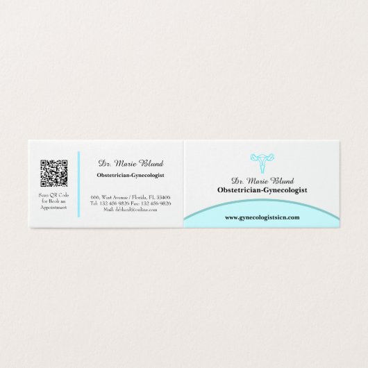 OBGYN Blauwgroen Moderne Elegant met QR-code Kaart (Buitenkant ongevouwen)