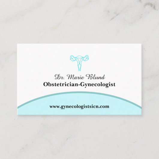 OBGYN Blauwgroen Moderne Elegant met QR-code Visitekaartje (Voorkant)