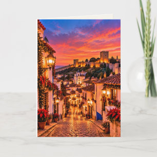Óbidos Portugal Blanco Kerstontwerp 02 Feestdagen Kaart
