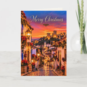 Óbidos Portugal Prettig Kerstmis Ontwerp 01 Feestdagen Kaart