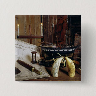 Objecten van een Kapitein uit de negentiende eeuw Vierkante Button 5,1 Cm