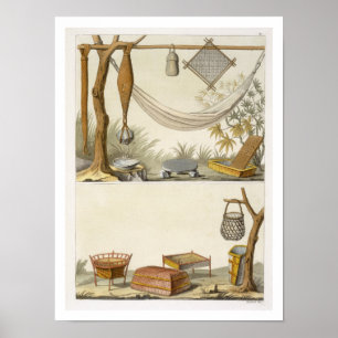 Objecten van Indianen (kleurengraving) Poster