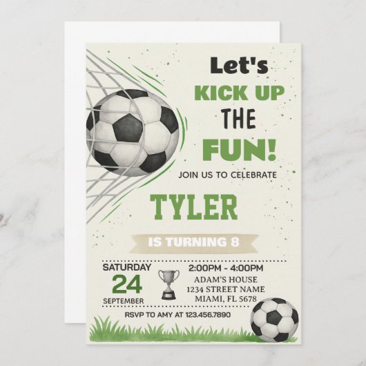 Objectif de football Invitation d'anniversaire (Devant / Derrière)