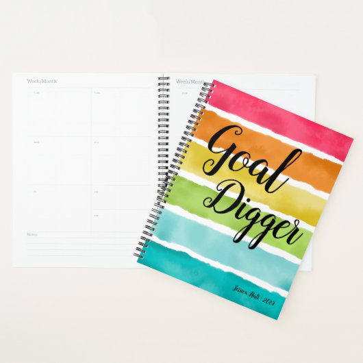Objectif Digger coloré Aquarelle Planner (Devant avec enveloppe)