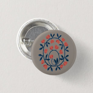 objet_17_a zwaan in bloemen ronde button 3,2 cm