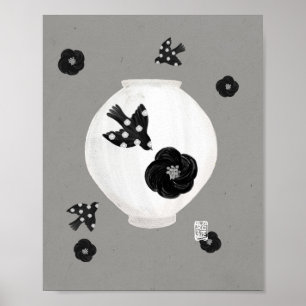 objet_22_camellia,oiseau et poterie affiche mate