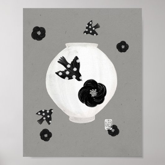 objet_22_camellia,oiseau et poterie affiche mate (Devant)