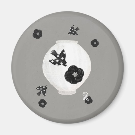 objet_22_camellia, vogel en aardewerk magneet (Voorkant)