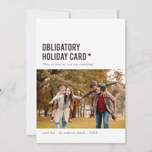 Obligatoire Carte de vacances Funny Carte photo de (Devant)