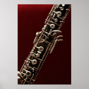 Oboe - dubbelzijdig houten muziekinstrument poster