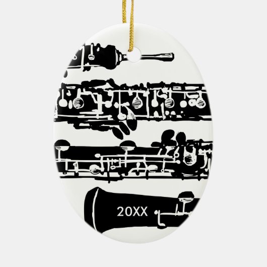 Oboe kerstversiering keramisch ornament (Achterkant)