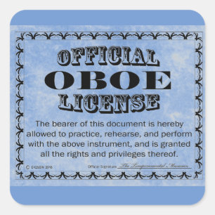Oboe License Square Sticker