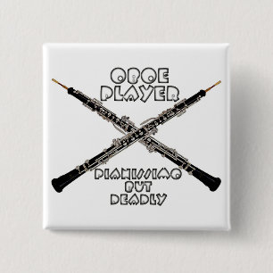 Oboe Player Vierkante Button 5,1 Cm