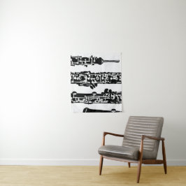Oboe Tapestry Wall Hangen in zwart-wit Wandkleed
