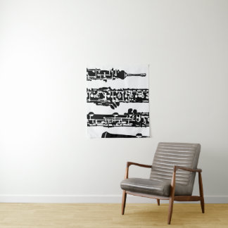 Oboe Tapestry Wall Hangen in zwart-wit Wandkleed