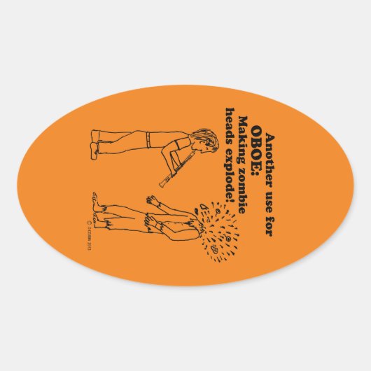 Oboe Zombie Explode Oval Sticker (Voorkant)