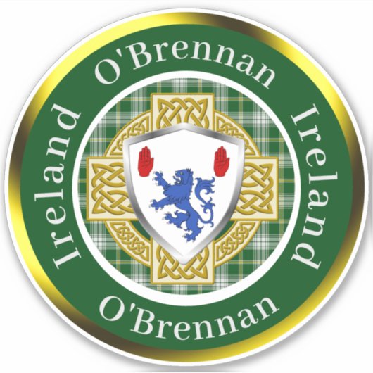 O'Brennan Irish Shield & Celtic Cross Personalized Sticker (Voorkant)