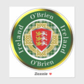 O'Brien Irish Shield & Celtic Cross Personalized Sticker (Vel)