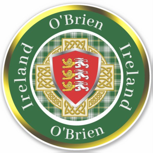 O'Brien Irish Shield & Celtic Cross Personalized Sticker (Voorkant)
