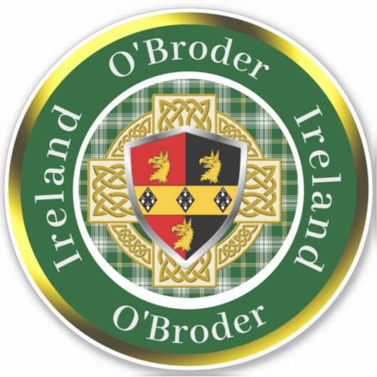 O'Broder Irish Shield & Celtic Cross Personalized Sticker (Voorkant)