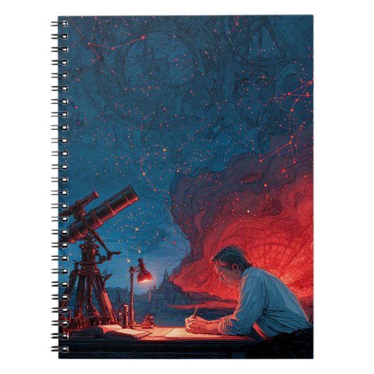 Observateur céleste Carnet de carte Rouge Blue Sta (Devant)