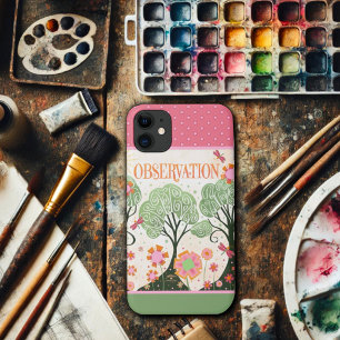 Observatie Bloemen Roze Groen Inspiratie iPhone 11 Hoesje