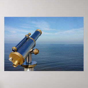 observatietelescoop met oceaanuitzicht poster