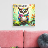 observerende uil | Schattigee Cartoon Kind Nursery Canvas Afdruk (Insitu (Woonkamer))