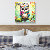 observerende uil | Schattigee Cartoon Kind Nursery Canvas Afdruk (Insitu (Slaapkamer))