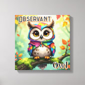 observerende uil | Schattigee Cartoon Kind Nursery Canvas Afdruk (Voorkant)
