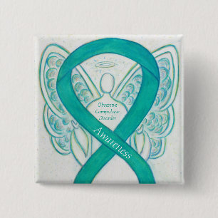 Obsessief-Compulsive Disorder Awareness Angel Pin Vierkante Button 5,1 Cm