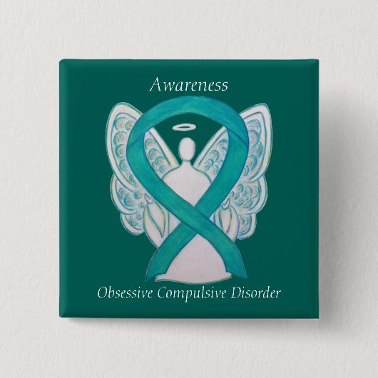 Obsessief-Compulsive Disorder Awareness Angel Pin Vierkante Button 5,1 Cm (Voorkant)