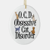Obsessieve kat stoornis Funny Cats Kerstmis Keramisch Ornament (Rechts)