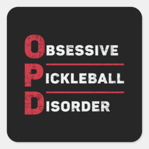 Obsessieve pickleball-aandoening pickleball-speler vierkante sticker
