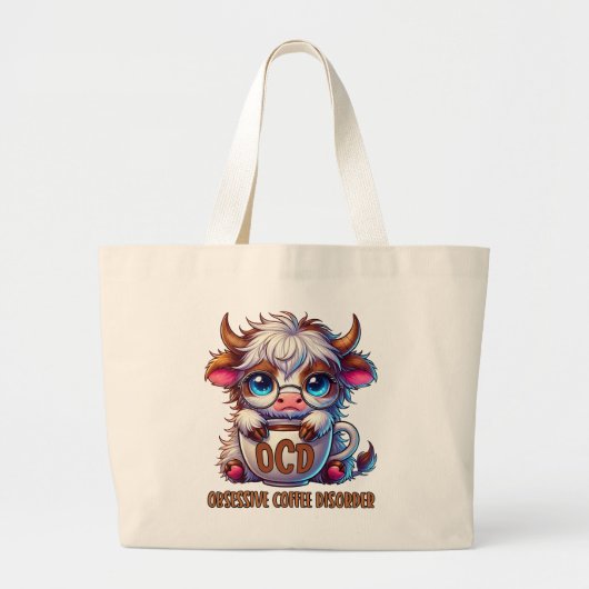 Obsessive Coffee Disorder  Grote Tote Bag (Voorkant)