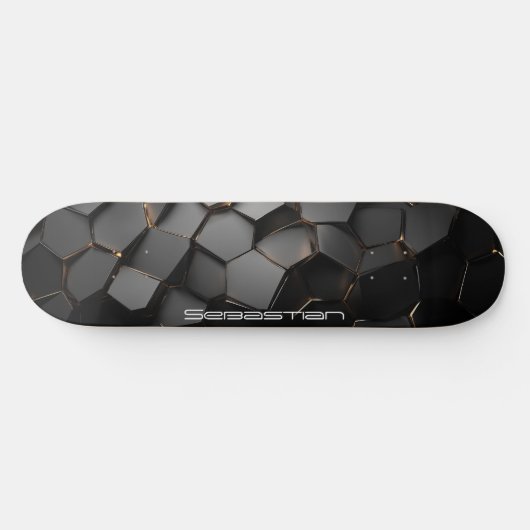 Obsidiaan en goud abstract materiaalontwerp skateboard (Horizontaal)