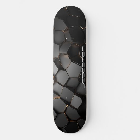 Obsidiaan en goud abstract materiaalontwerp skateboard (Voorkant)