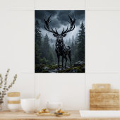 Obsidiaan Hert Storm Woud Poster (Keuken)