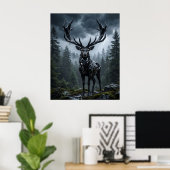 Obsidiaan Hert Storm Woud Poster (Thuiskantoor)
