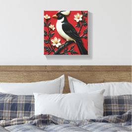 Obsidian and Ivory Perch Canvas Afdruk