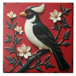 Obsidian and Ivory Perch Tegeltje