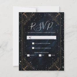 Obsidian Oracle Midnight Elegance Wedding RSVP Kaart
