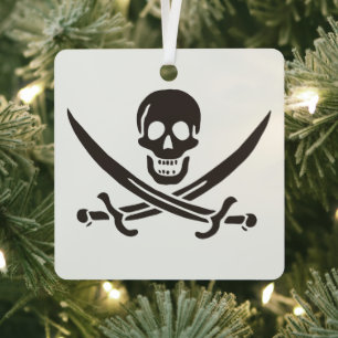 Obsidian Schedel Zwaarden Piratenvlag van Calico J Metalen Ornament