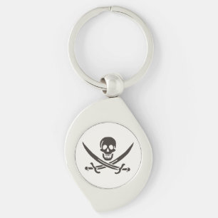 Obsidian schedelsabels Piraten vlag van Calico Jac Sleutelhanger
