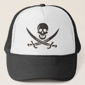 Obsidian schedelsabels Piraten vlag van Calico Jac Trucker Pet (Voorkant)