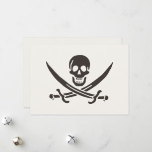Obsidian schedelsabels Piratenvlag van Calico Jack Feestdagenkaart