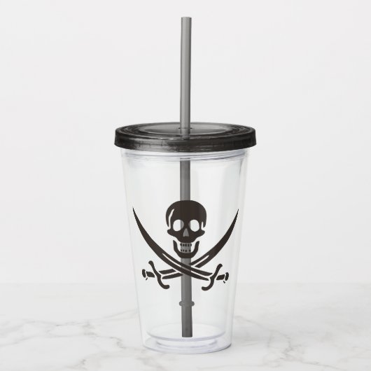 Obsidian Skull Swords Pirate flag of Calico Jack Acryl Drinkbeker (Voorkant)