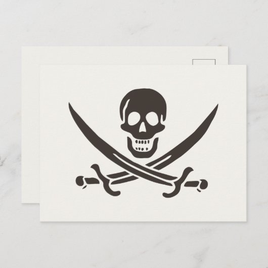 Obsidian Skull Swords Pirate flag of Calico Jack Briefkaart (Voorkant / Achterkant)