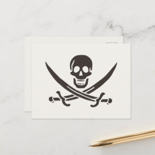 Obsidian Skull Swords Pirate flag of Calico Jack Briefkaart