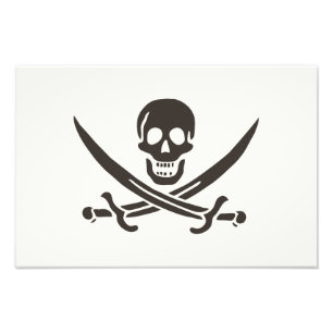 Obsidian Skull Swords Pirate flag of Calico Jack Foto Afdruk